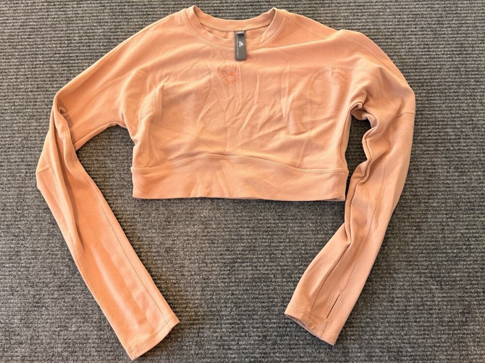 Adidas Stella McCartney Cropped Long Sleeve Open Back Top Peach L